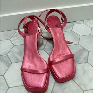 Jeffrey Campbell Metallic Pink Ankle Strap Heels